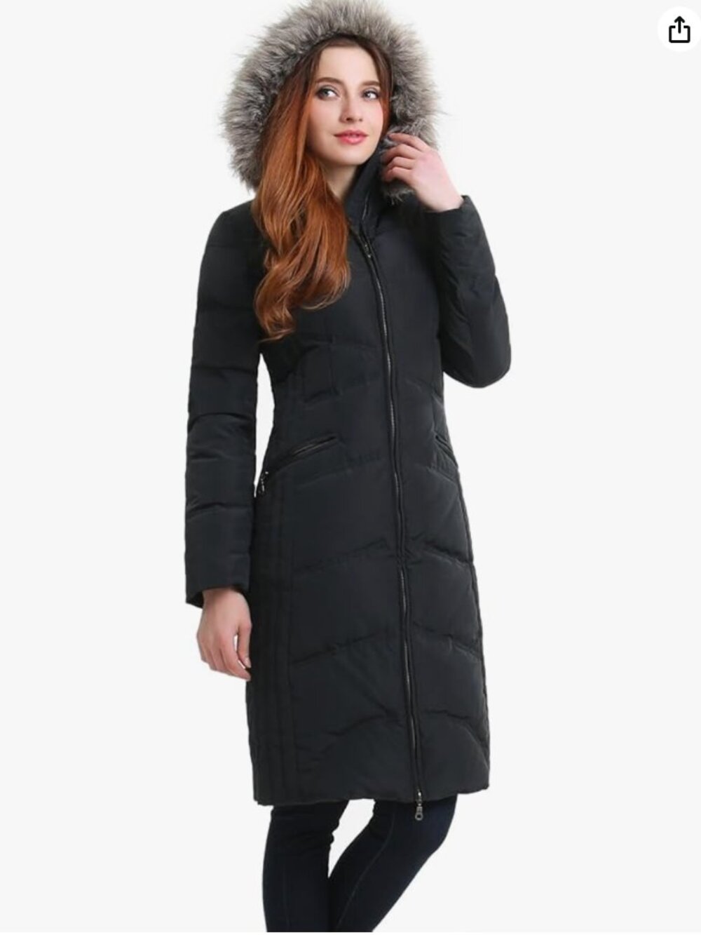 Women's Waterproof Hooded Long Down Coat Steel Gray Small